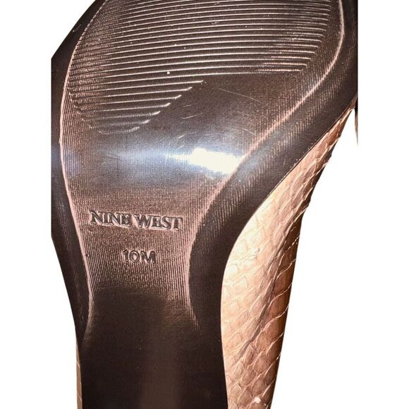 Nine West Easy Off Dark Brown/Natural Snake Pattern Round Toe Pumps Wmns 10 NEW - Picture 10 of 12